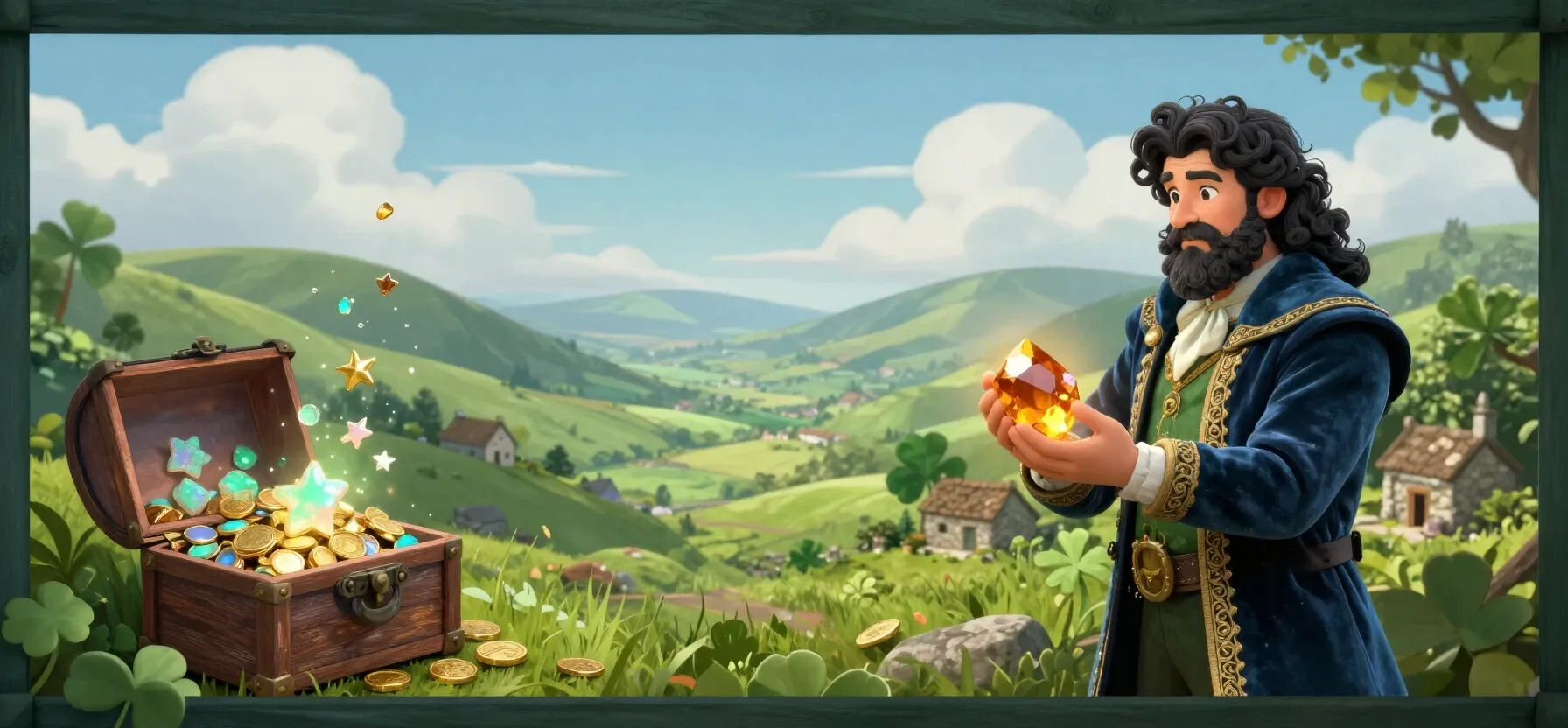 Goodwin Casino welcome bonus shown as a treasure chest with coins and colourful tokens